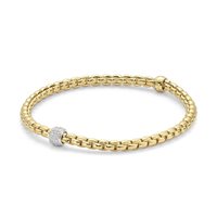Bracelet Fope Woman Flex'It in Yellow Gold Diamante 0.19 Ct 733B PAVEM